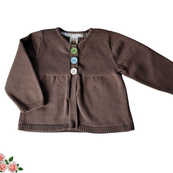 Carter's Other - Carters 3 Button Up Sweater Brown Cozy Spring Fall Weather  Girl Size 9 Months